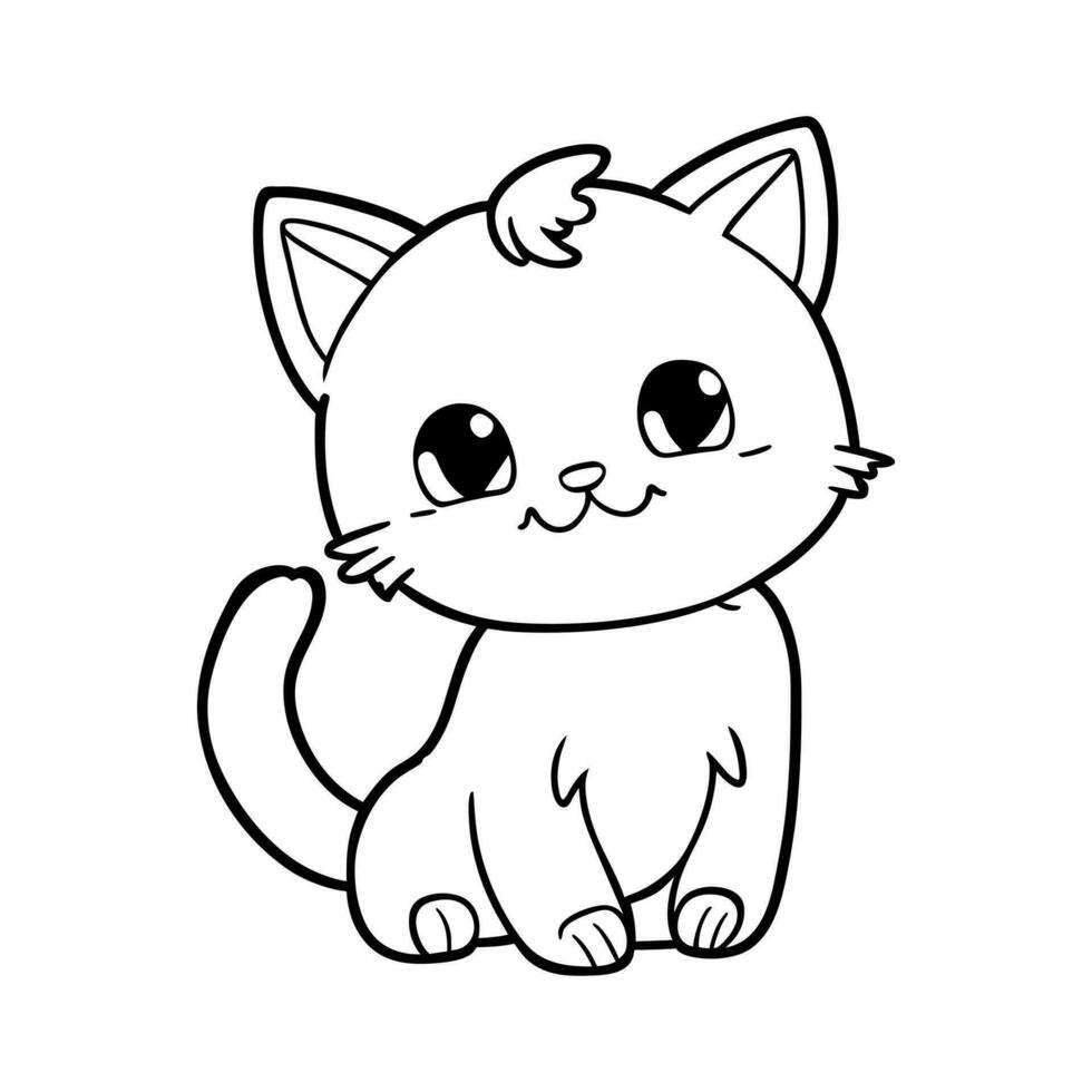 söt Sammanträde kattunge. vektor illustration för färg bok i klotter stil