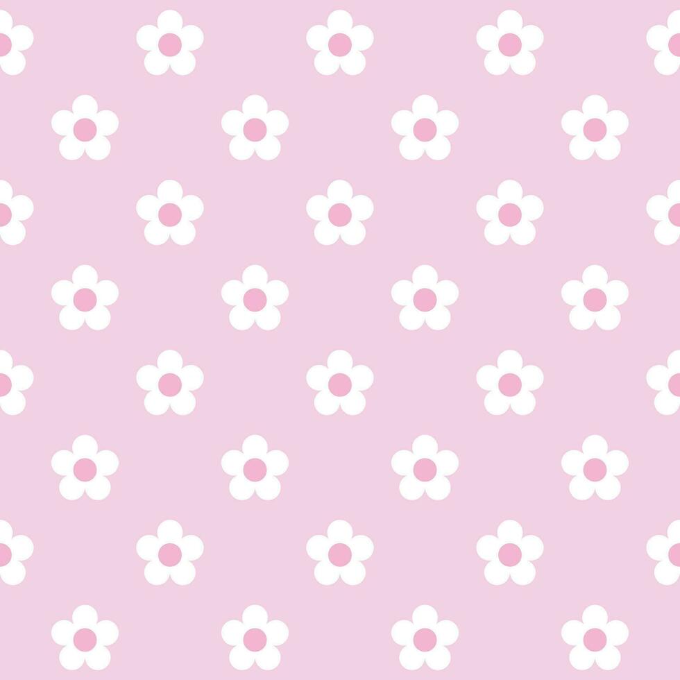 nahtlos Blumen- Muster. Weiß Blume auf ein Rosa Hintergrund. Karikatur Illustration vektor