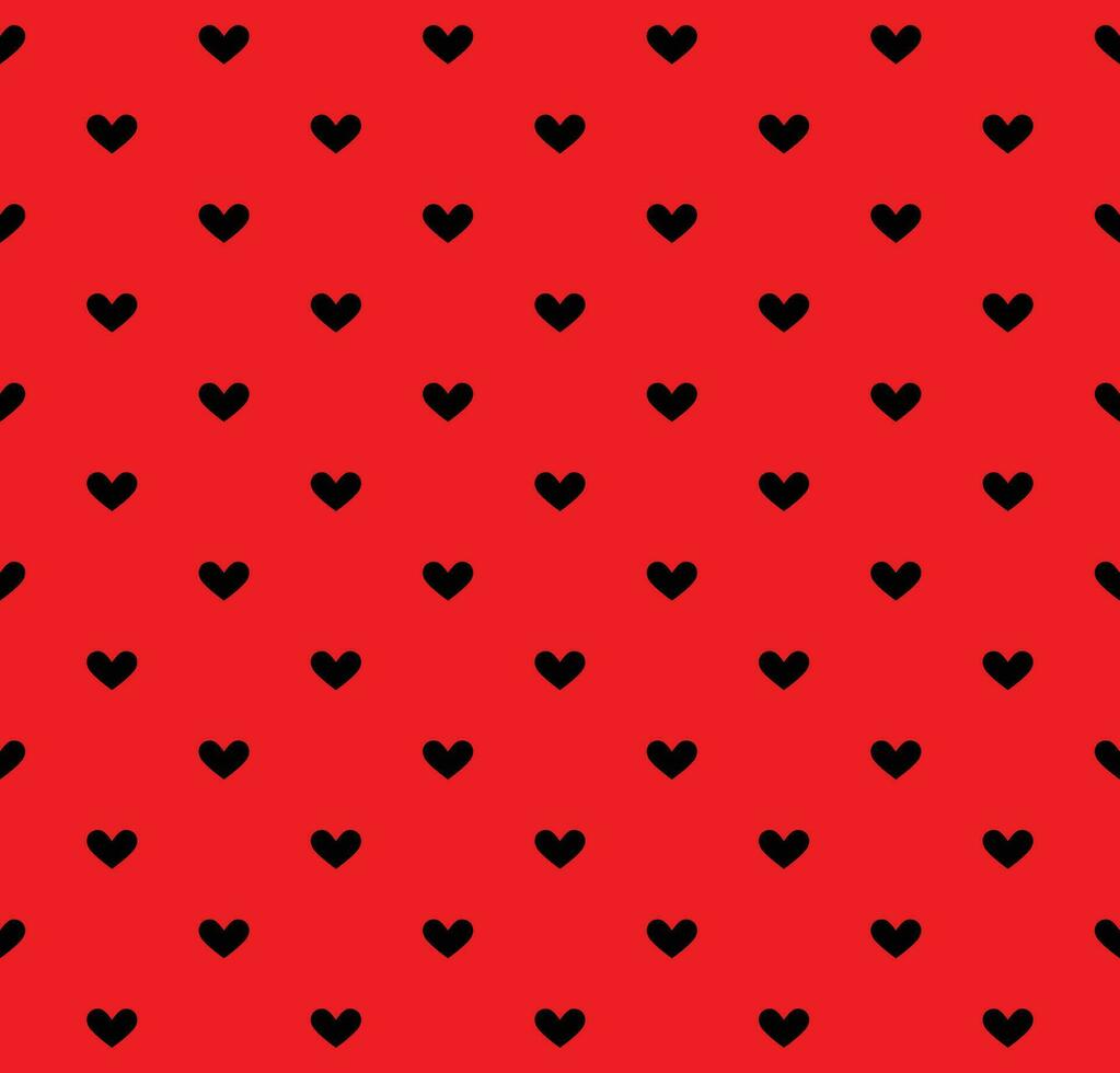 svart hjärta sömlös mönster på röd bakgrund vektor