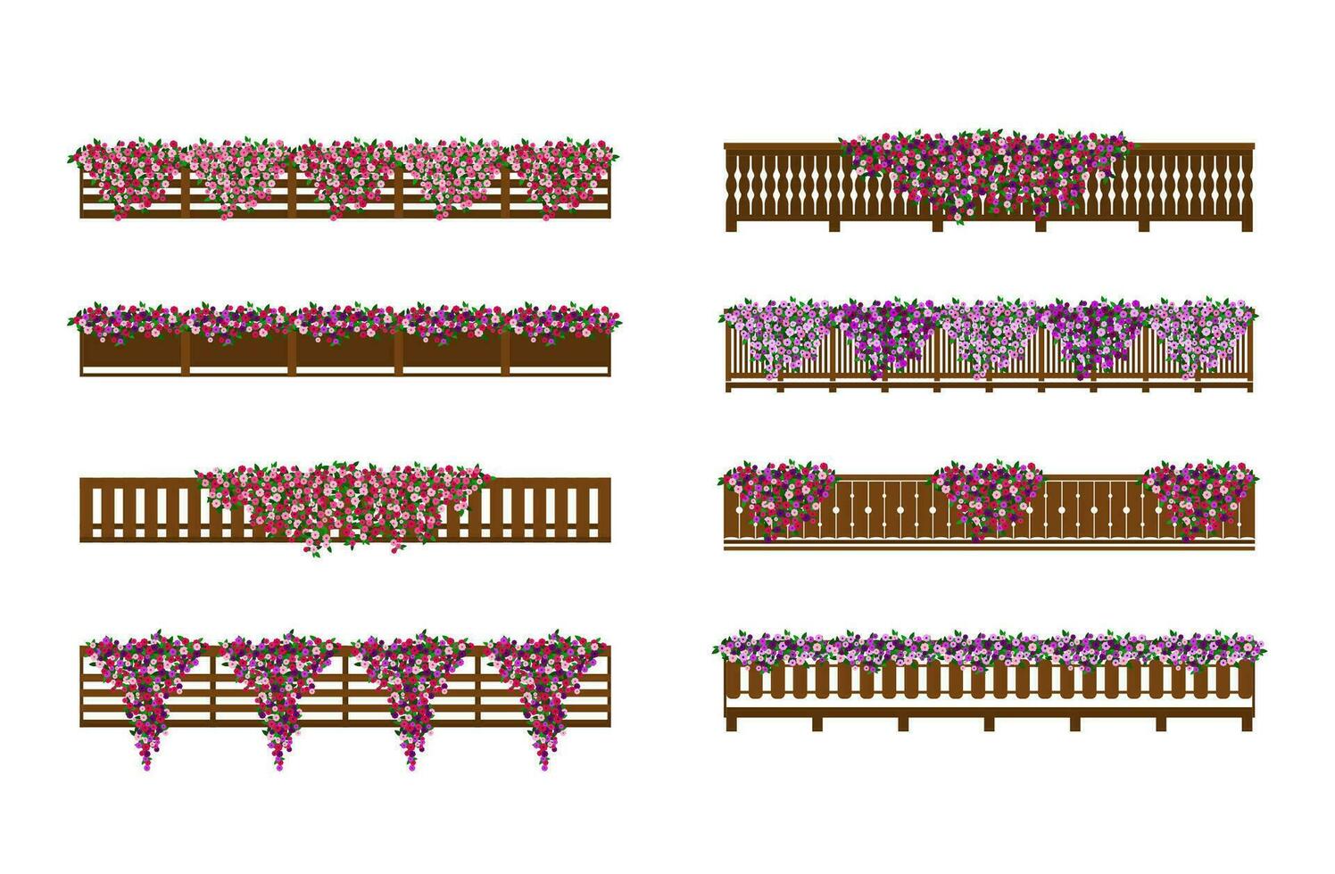 uppsättning av trä- balkonger. vektor