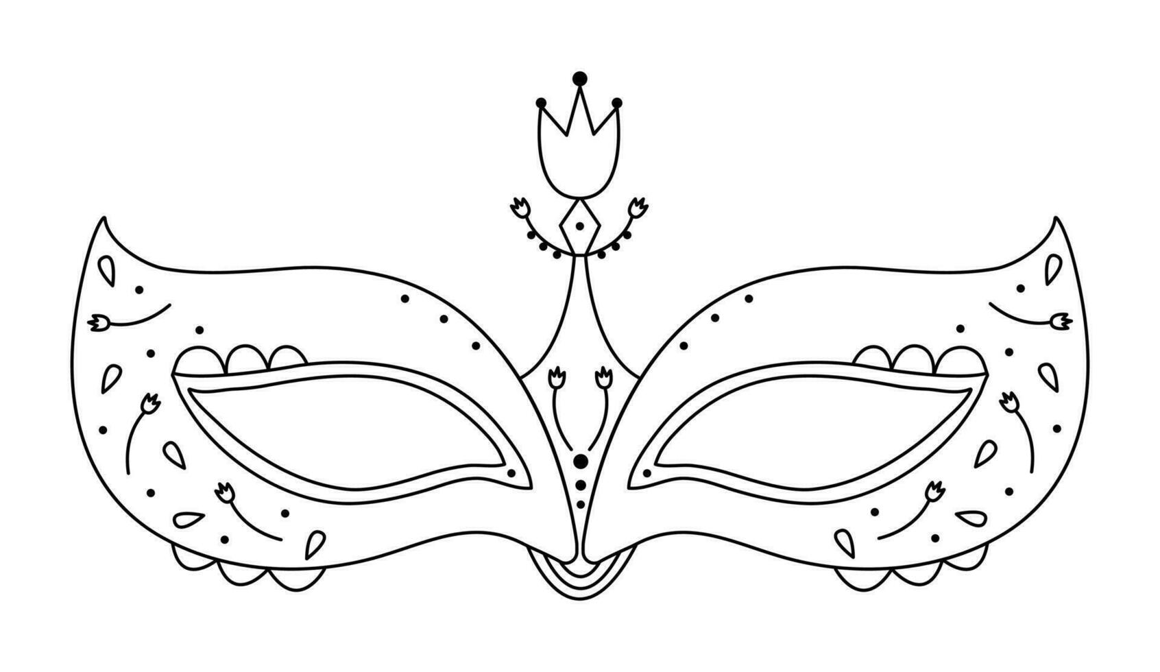 ungewöhnlich Maskerade Maske, schwarz Linie Illustration vektor