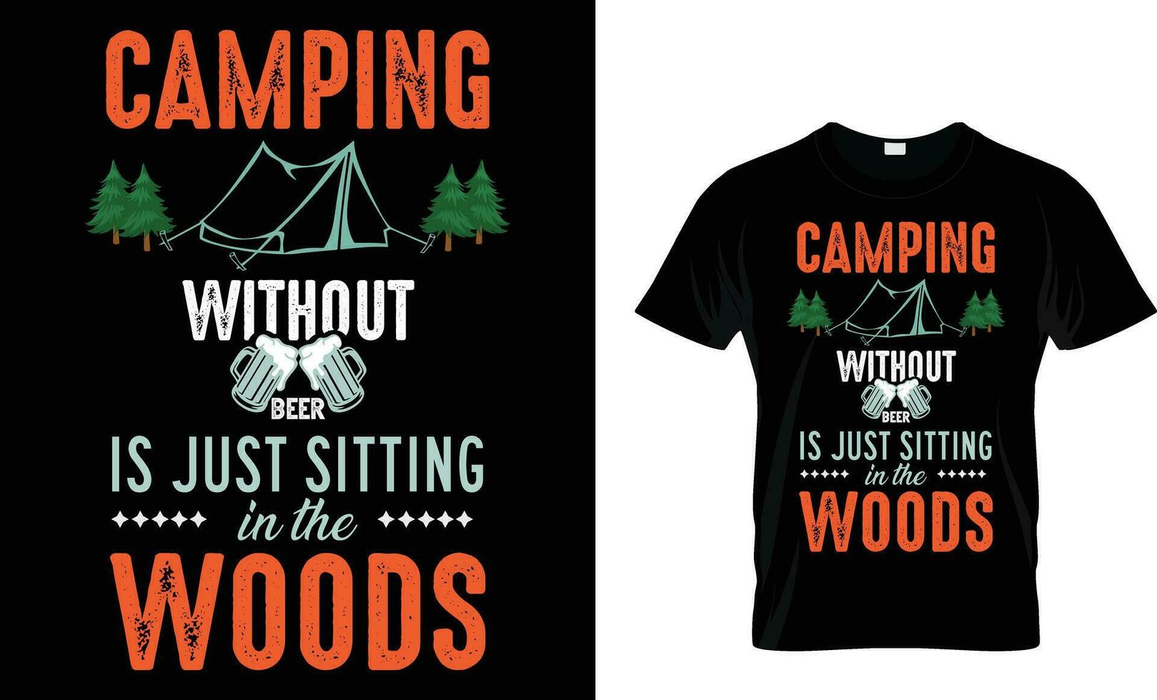 trendig camping t-shirt design för öl älskande vektor