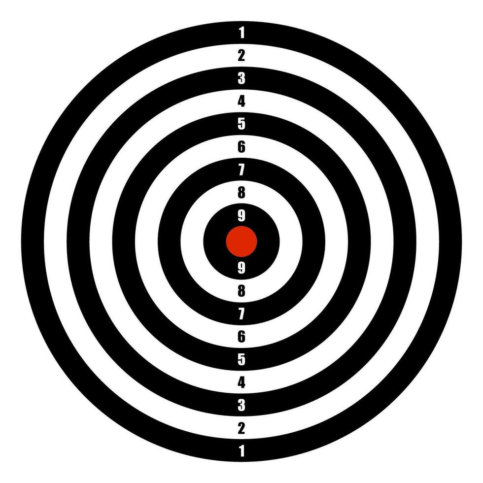 Sport Ziel mit rot Center. schwarz und Weiß Tafel Ziel. Ausrüstung zum Sport Wettbewerbe. Vektor
