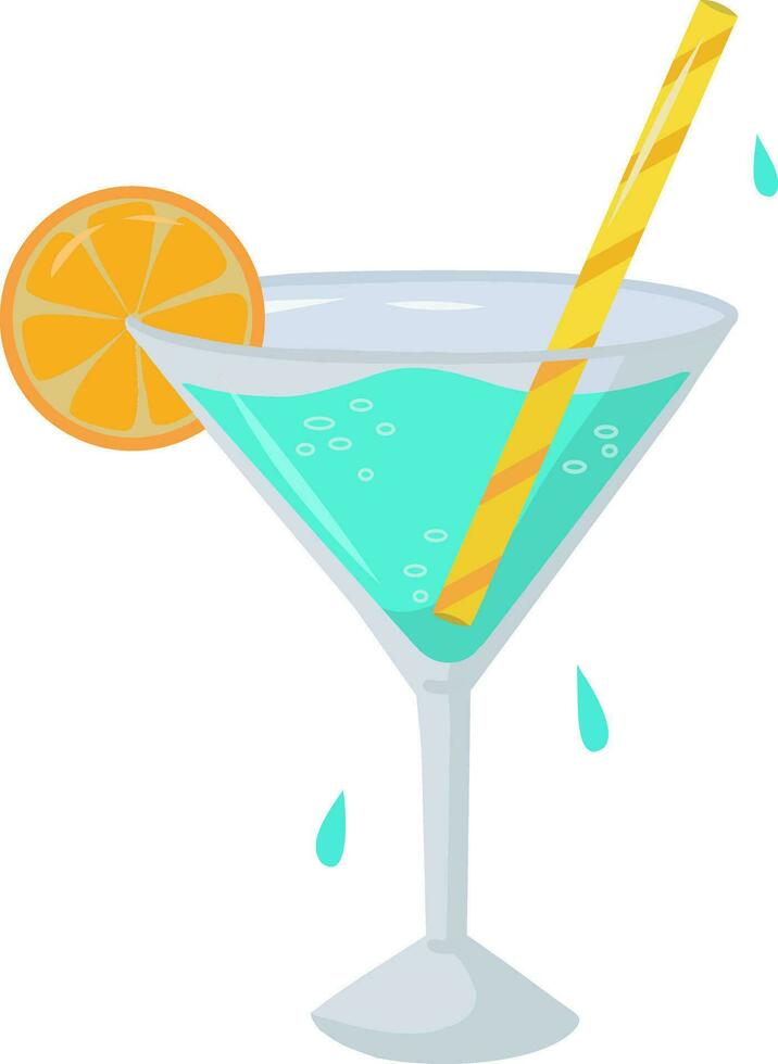 ljus cocktail med en sugrör, vektor illustration på en vit bakgrund. blå cocktail. sommar, strand illustration.lämplig för affischer, banderoller, omslag och Övrig marknadsföring syften.