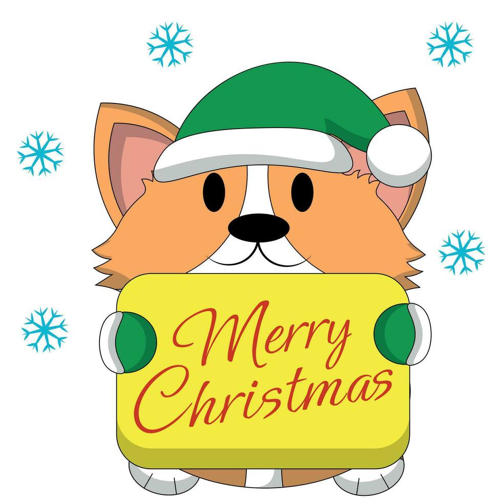 Weihnachten Gruß Postkarte mit Charakter Corgi mit Poster vektor