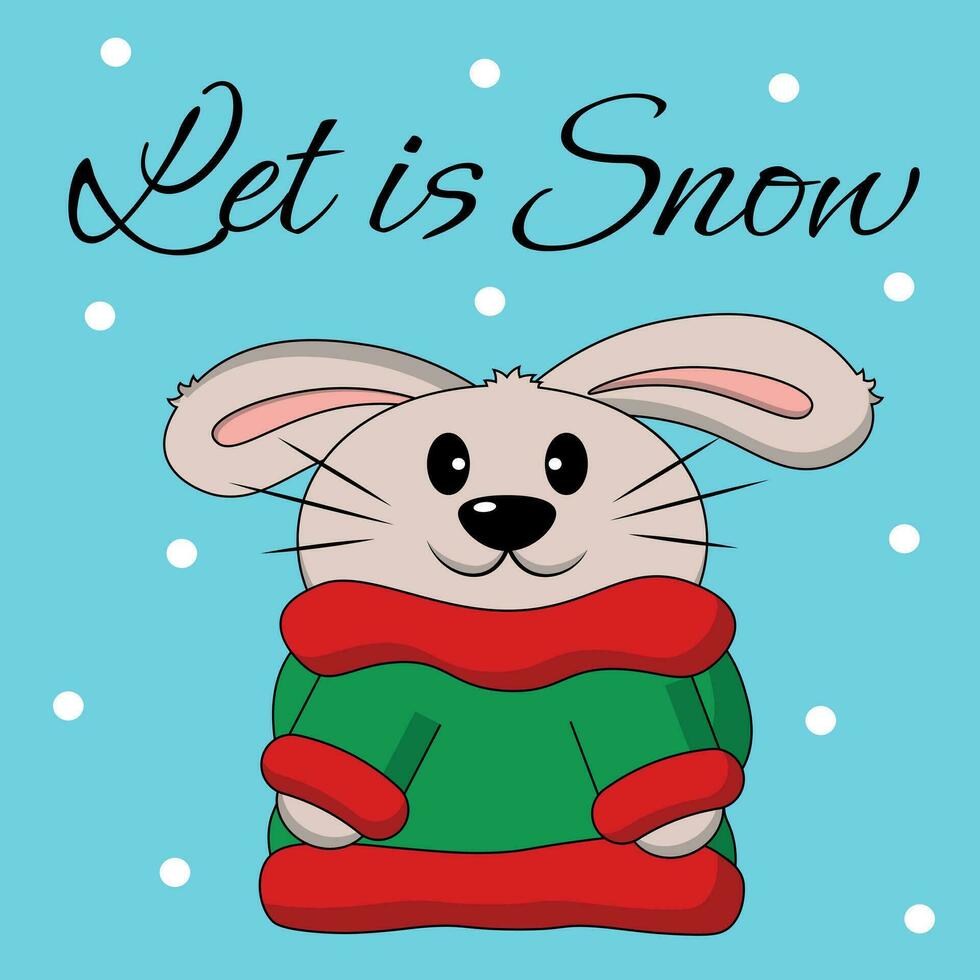 Weihnachten Gruß Postkarte mit Charakter Hase im Sweatshirt vektor