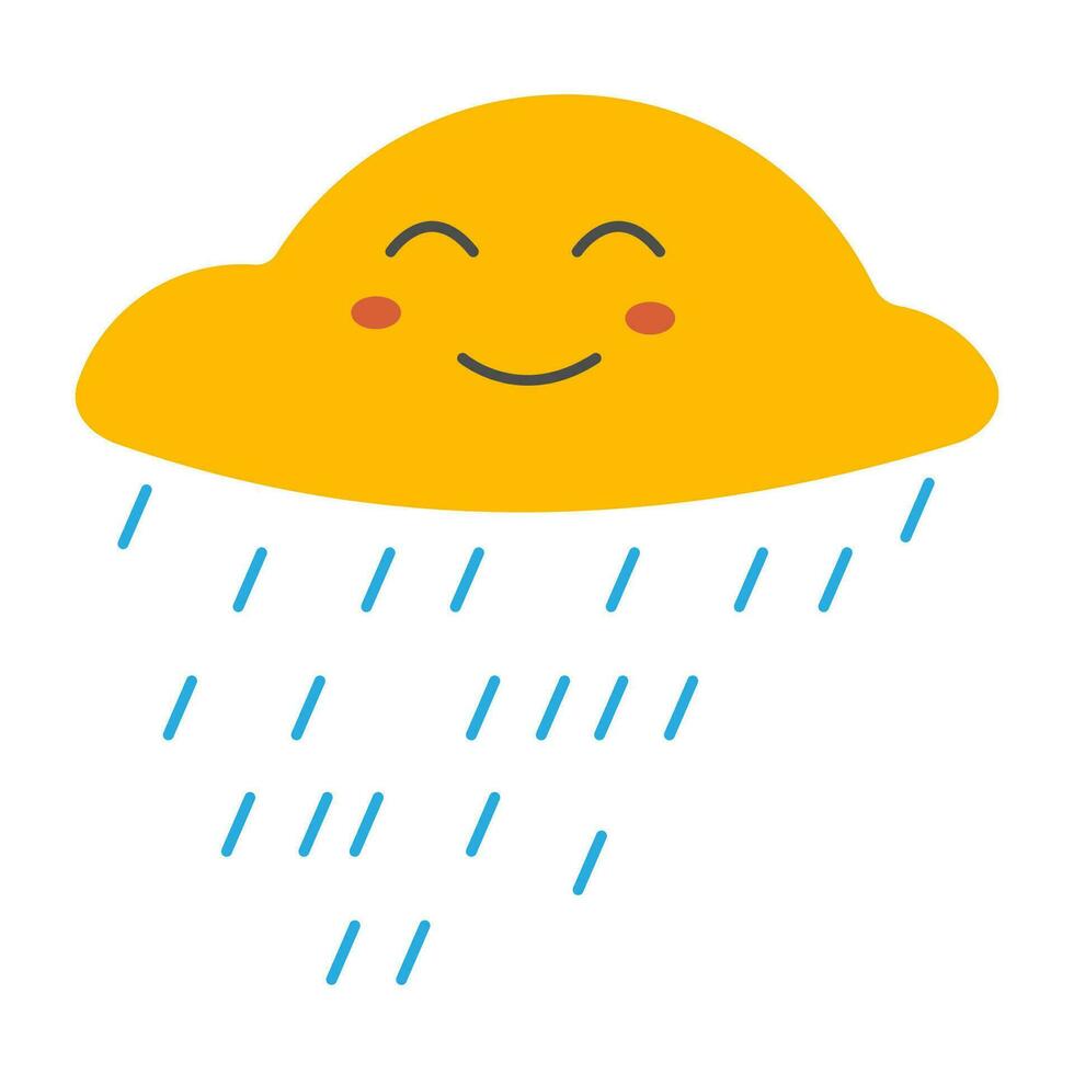 höst, regn och moln vektor illustration. gul leende ansikte . eps10.