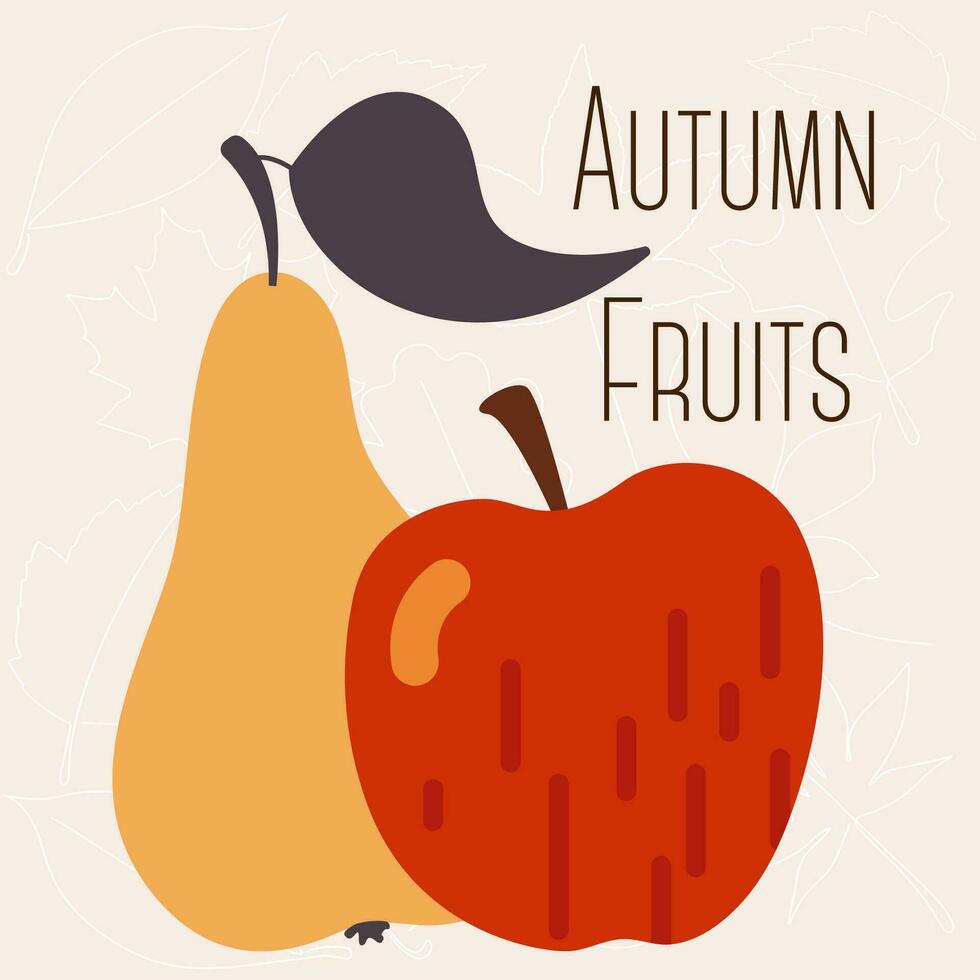 Herbst Früchte Birne und Apfel. Vektor Illustration Satz. Folge10.