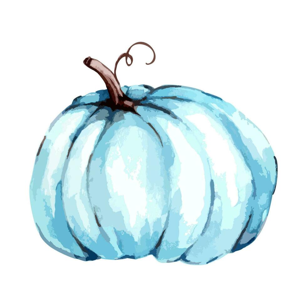 Herbst oder Halloween Blau Kürbis im Aquarell Stil. fallen und das Erntedankfest Vektor handgemacht Illustration Kunst Ernte Festival.