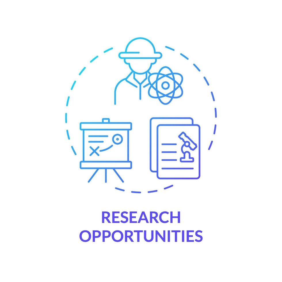forskning möjligheter blå lutning begrepp ikon. universitet studerande. jordbruks vetenskap. laboratorium forskare. runda form linje illustration. abstrakt aning. grafisk design. lätt till använda sig av vektor