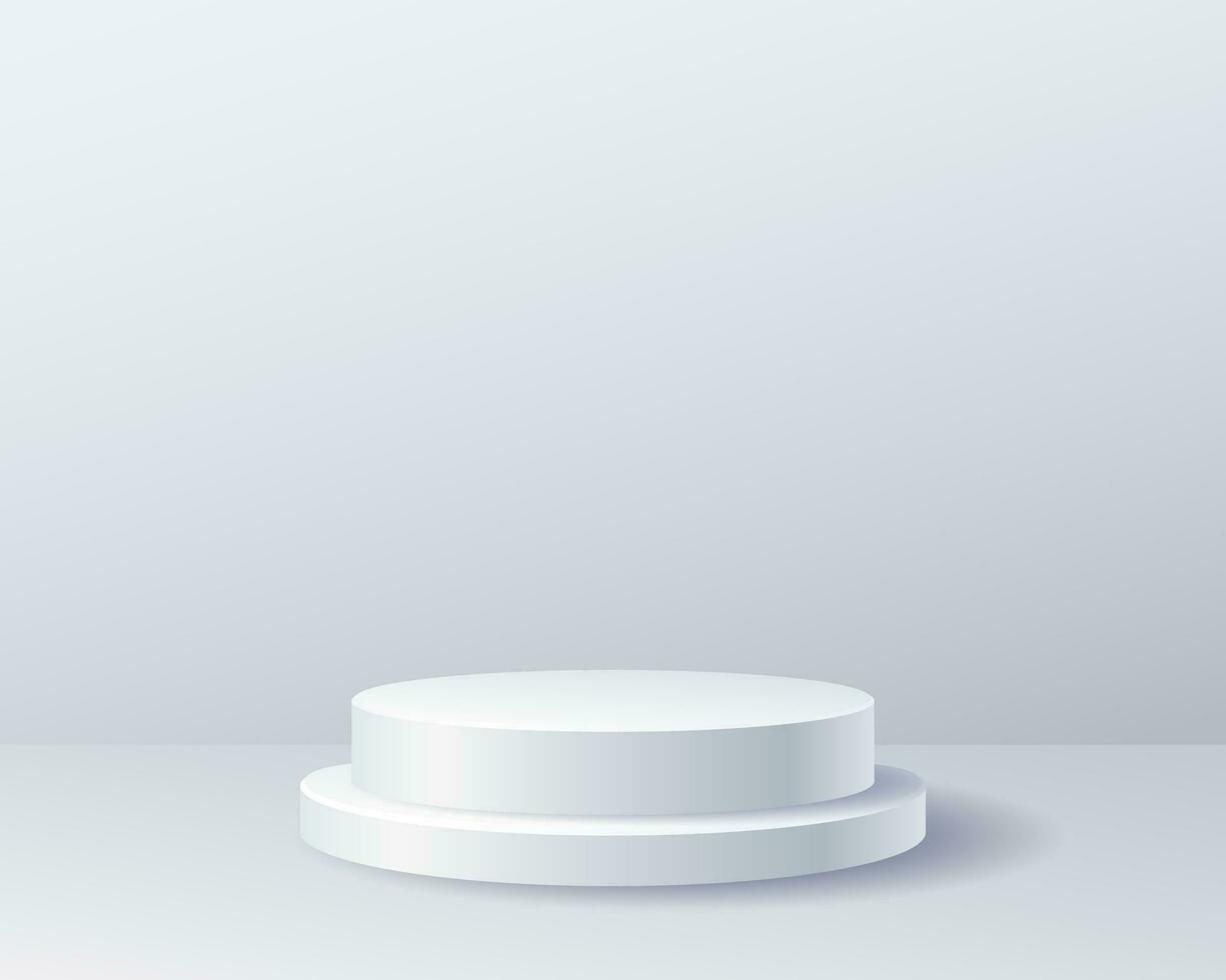 3d vit podium på ljus grå bakgrund för produkt monter vektor