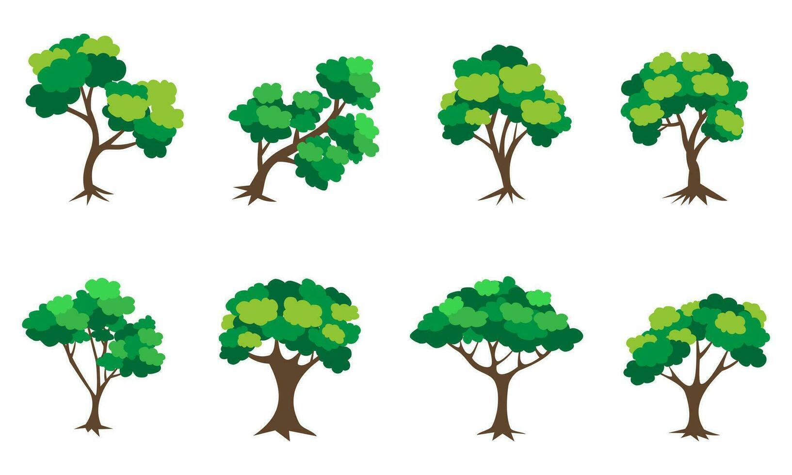samling av platt träd ikon. kan vara Begagnade till illustrera några natur eller friska livsstil ämne. vektor