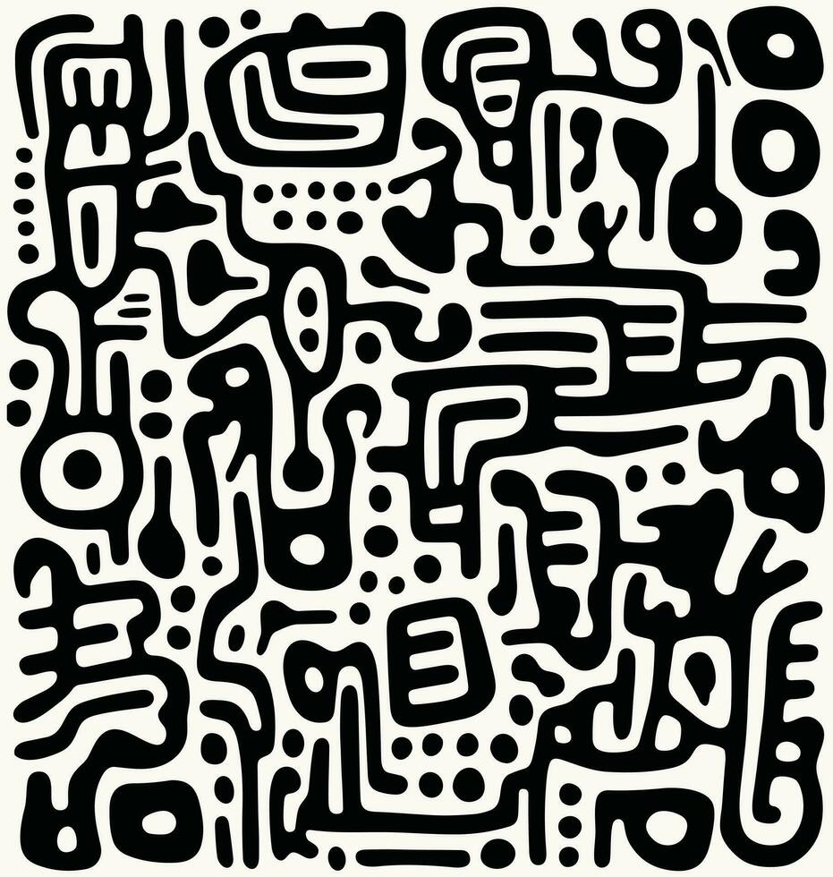 svart och vit geometrisk mönster, i de stil av organisk former och böjd rader, minimalistisk slag, keith haring, mjuk rader, abstrakt minimalism uppskattare, tjock impasto textur, djärv färger vektor