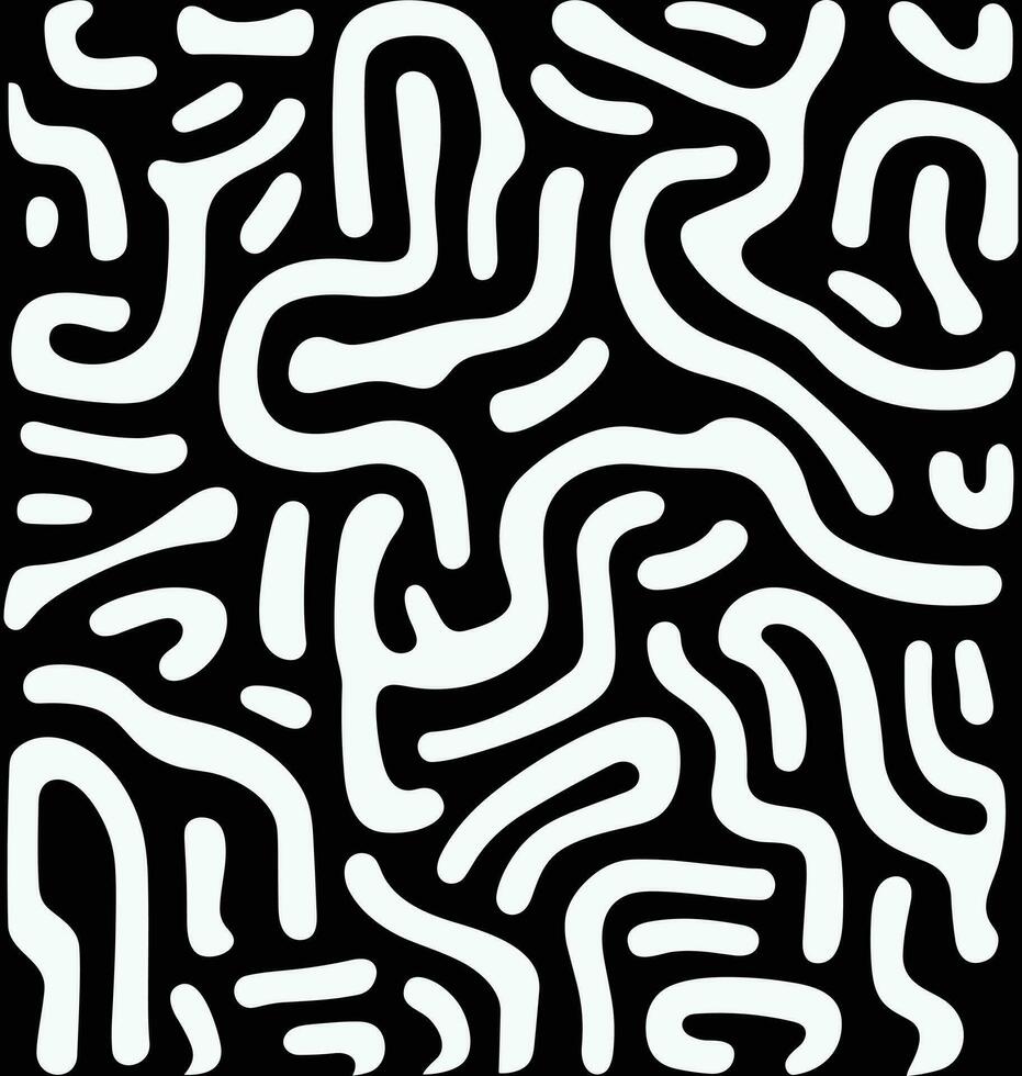 schwarz und Weiß geometrisch Muster, im das Stil von organisch Formen und gebogen Linien, minimalistisch Schlaganfälle, Keith Haring, Sanft Linien, abstrakt Minimalismus Schätzer, dick pastos Textur, Fett gedruckt Farben vektor