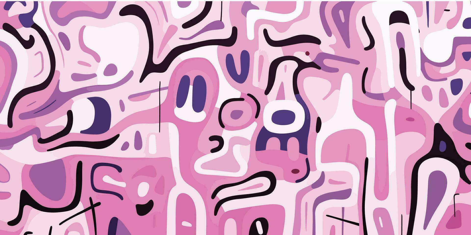 Farbe Hintergrund von Hintergrund mit Rosa und Weiß Umrisse, im das Stil von schrullig Formen, geformt Leinwand, minimalistisch Linie Zeichnungen, Fett gedruckt Farbe Kleckse, Licht lila, Jean Dubuffet, handgemalt Elemente vektor