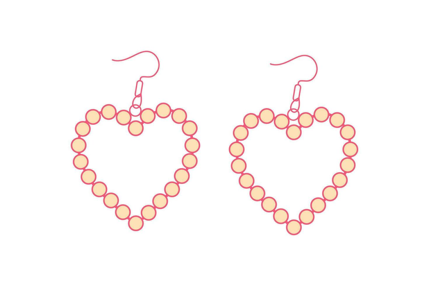 söt tecknad serie rosa pärla hjärta formad örhängen. söt tecknad serie rosa pärla hjärta formad örhängen. tillbehör för docka. mode glamour Smycken ikon. vektor