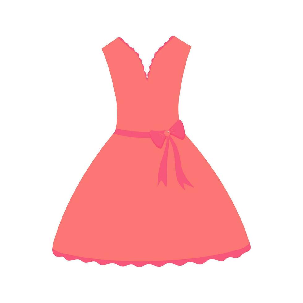 söt tecknad serie rosa klänning med rosett. kläder för docka. mode ikon. vektor
