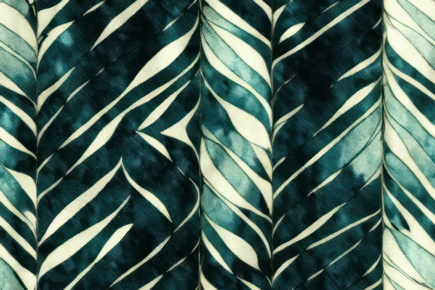endlos Krawatte Farbstoff modisch endlos Ornament Mode ogee Sommer- schön Zeichnung nahtlos Zier botanisch Vektor bunt Illustration Textil- Garten ethnische Zugehörigkeit Streifen , Blau blaugrün Blätter Zickzack-