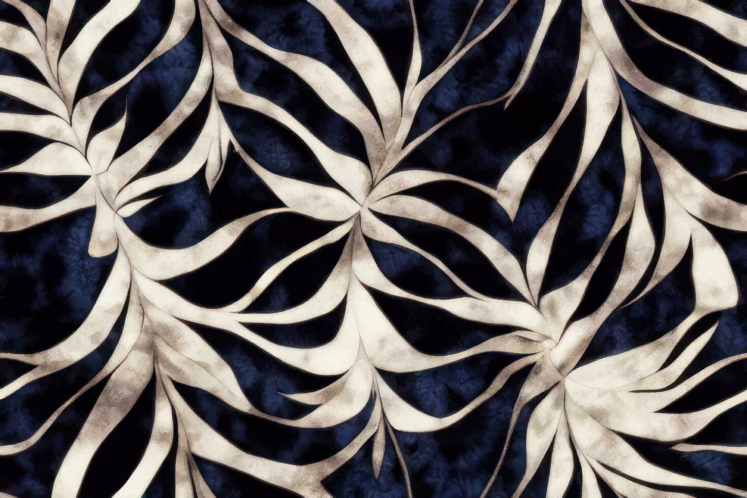 ändlös slips färga trendig ändlös prydnad botanisk vektor färgrik illustration textil- trädgård etnicitet mode ogee sommar skön teckning sömlös dekorativ rand , Marin blå leafs mörk