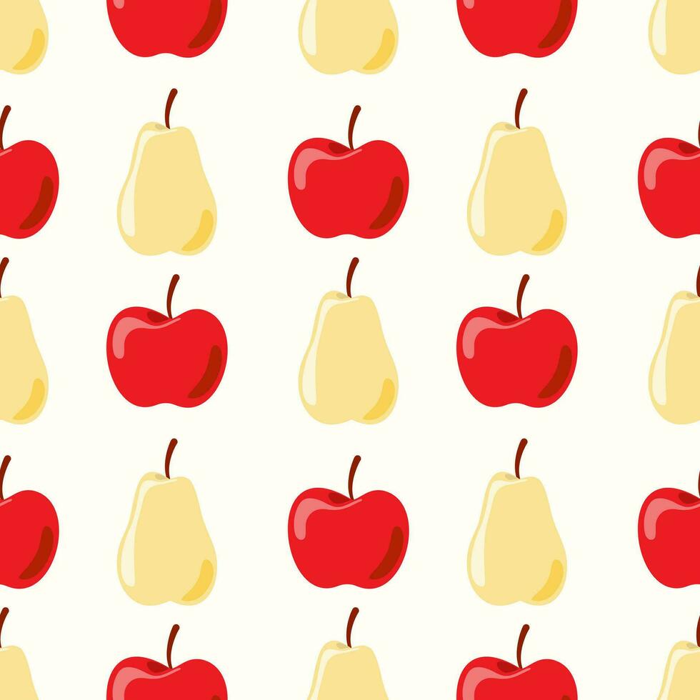 sömlös mönster av klotter äpplen och päron på isolerat bakgrund. hand dragen bakgrund för höst skörda Semester, tacksägelse, halloween, säsong, textil, scrapbooking, papper hantverk. vektor