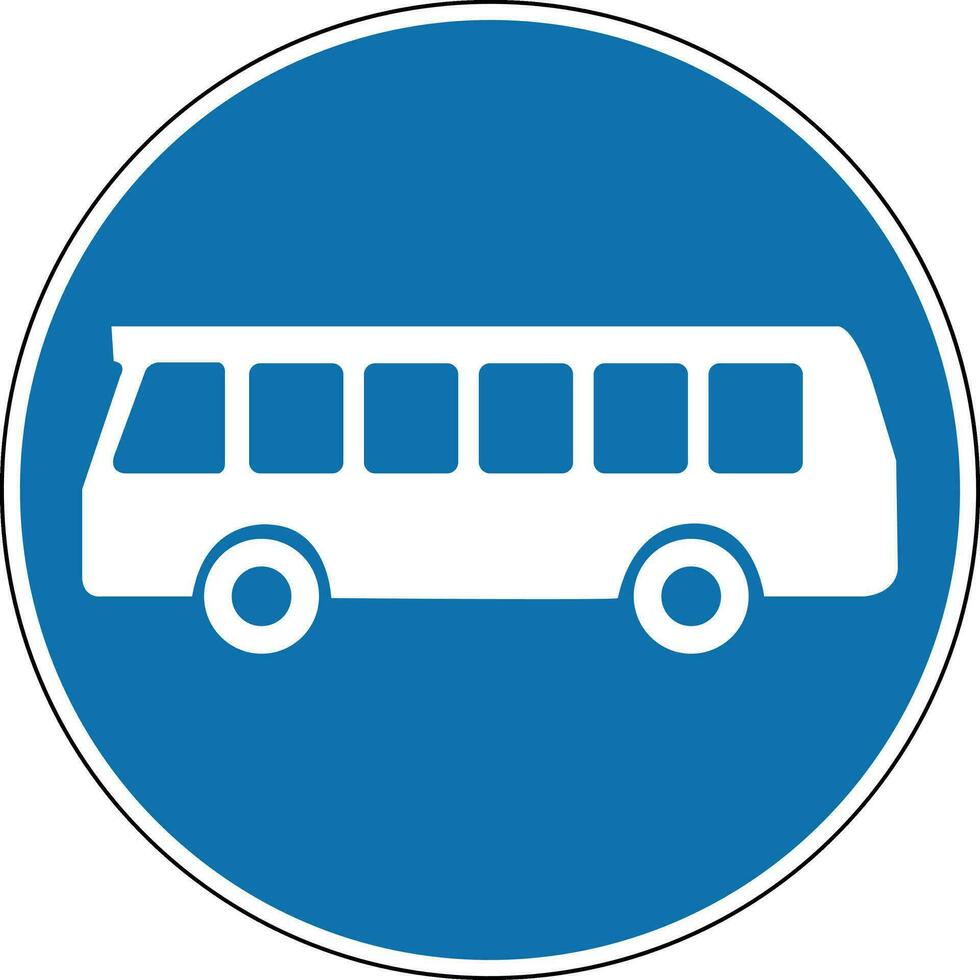 offentlig buss tecken. obligatorisk tecken. runda blå tecken. tecken endast tillåter de rörelse av buss. buss körfält och sluta. väg tecken. vektor