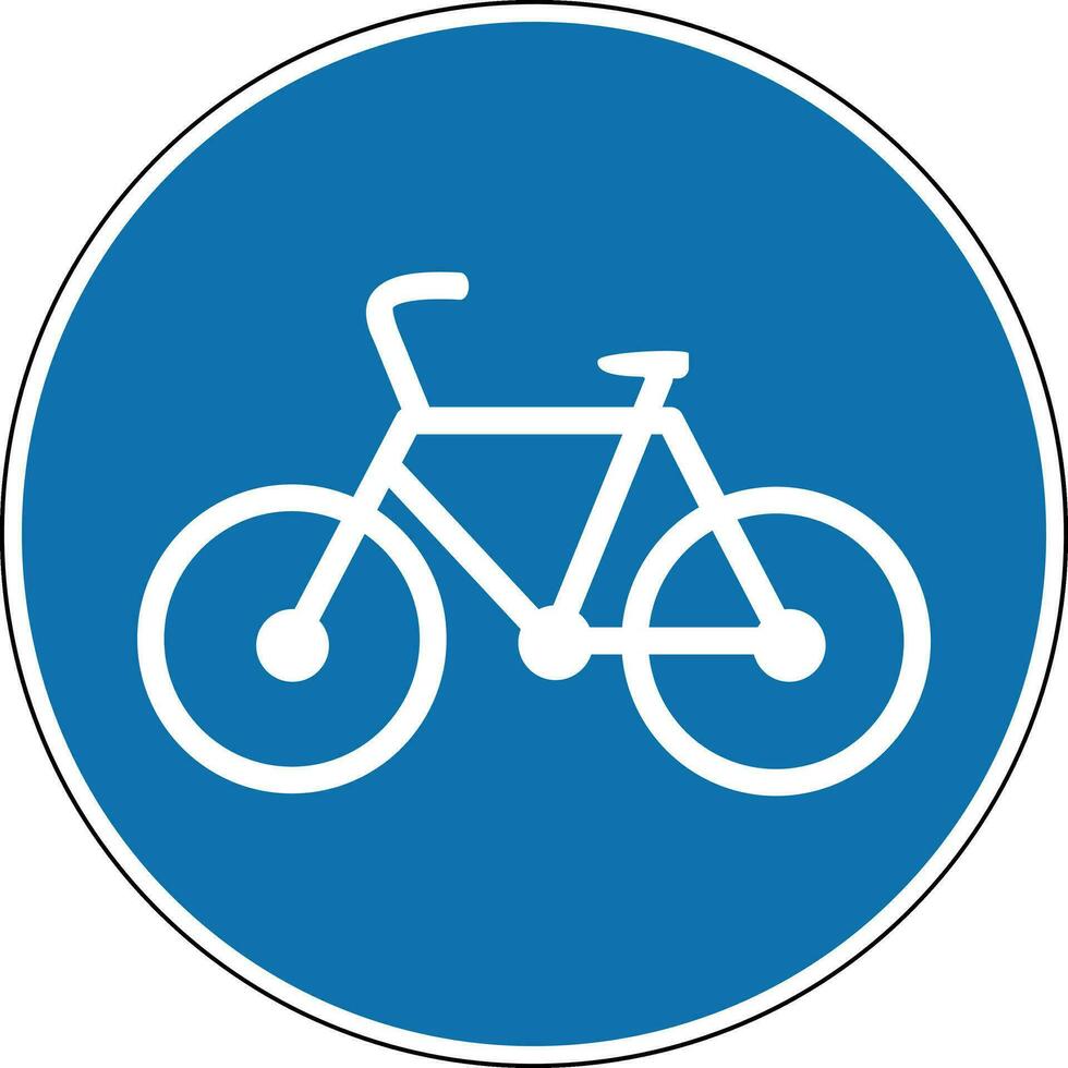 Fahrrad Pfad unterzeichnen. verpflichtend unterzeichnen. runden Blau unterzeichnen. Pfad zum Radfahrer. Straße unterzeichnen. Weiß Fahrrad Innerhalb ein Blau Kreis. gehorchen das Regeln von das Straße. Fahrrad. vektor