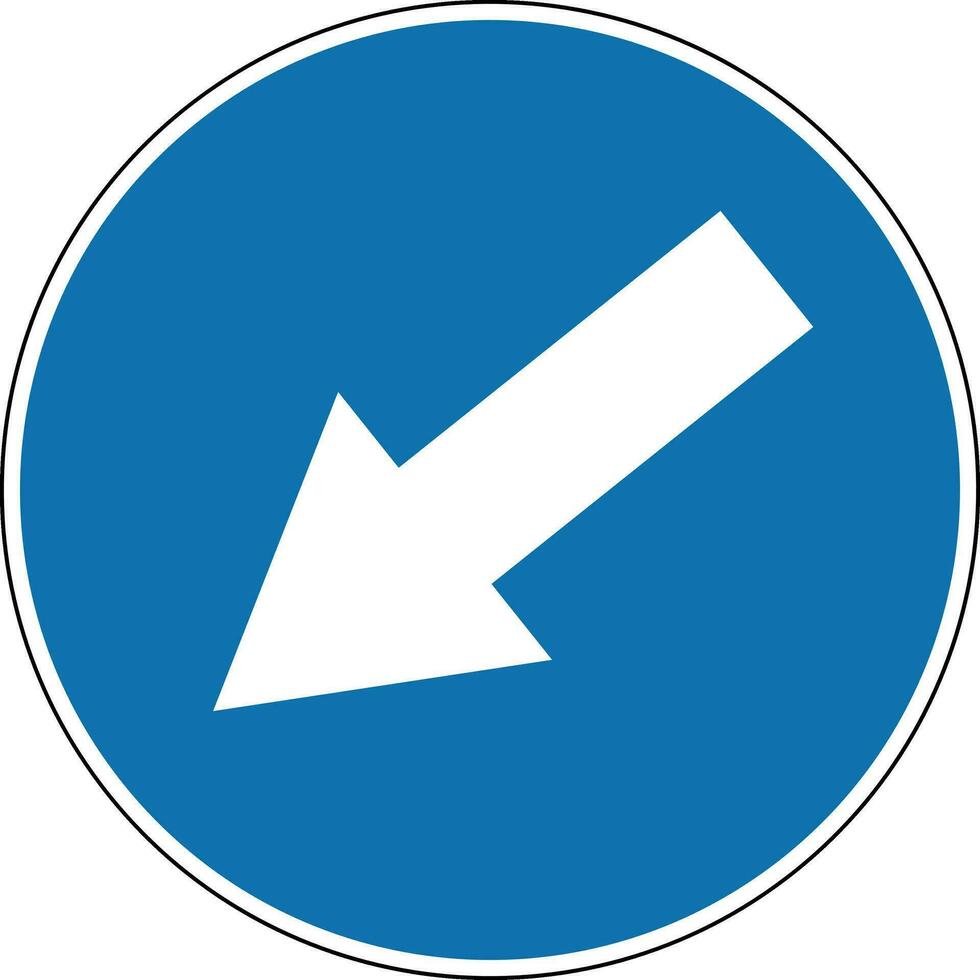 Hindernis Vermeidung Zeichen auf das links Seite. verpflichtend unterzeichnen. runden Blau unterzeichnen. Umleitung von Hindernisse gelegen auf das Fahrbahn ist erlaubt auf das links Seite. Straße unterzeichnen. Umleitung auf das links Seite. vektor