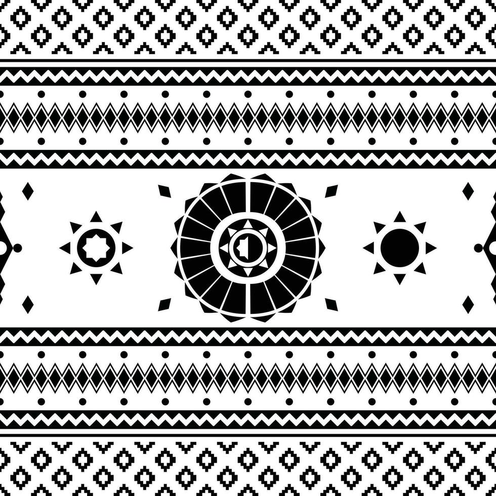 abstrakt ethnisch geometrisch Hintergrund Illustration. nahtlos Muster von aztekisch Stammes- Design zum Stoff drucken und Dekoration. schwarz und Weiß Farben. vektor