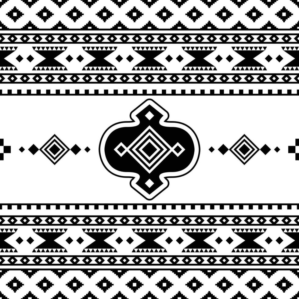 ethnisch geometrisch einheimisch amerikanisch Muster Design zum Stoff drucken und Dekoration. Stammes- nahtlos Streifen Muster im aztekisch Stil. schwarz und Weiß Farben. vektor