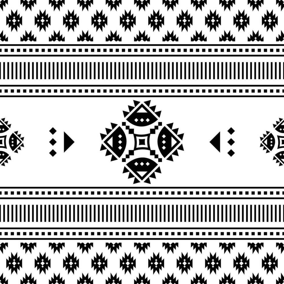 nahtlos Hintergrund Design zum Textil- und Dekoration. ethnisch geometrisch Muster. Rand Ornament. einheimisch amerikanisch, Navajo, aztekisch und Mexikaner. schwarz und Weiß Farben. vektor