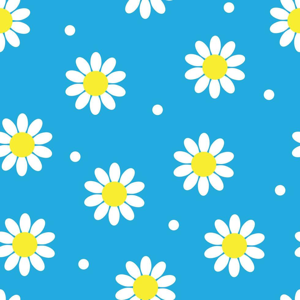 sömlös mönster med daisy blomma på blå bakgrund vektor illustration. söt kamomill blommig skriva ut.