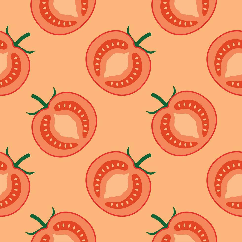geschnitten von rot Tomate nahtlos Muster Vektor Illustration