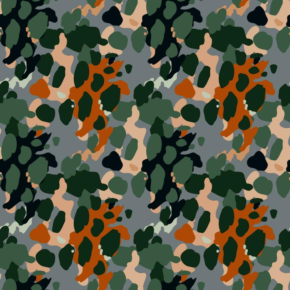 kreativ abstrakt Leopard Haut nahtlos Muster. texturiert tarnen Hintergrund. modisch Tier Pelz Hintergrund. vektor