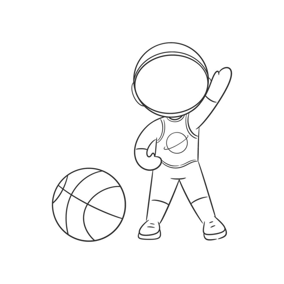 astronaut är få redo till spela basketboll för färg vektor