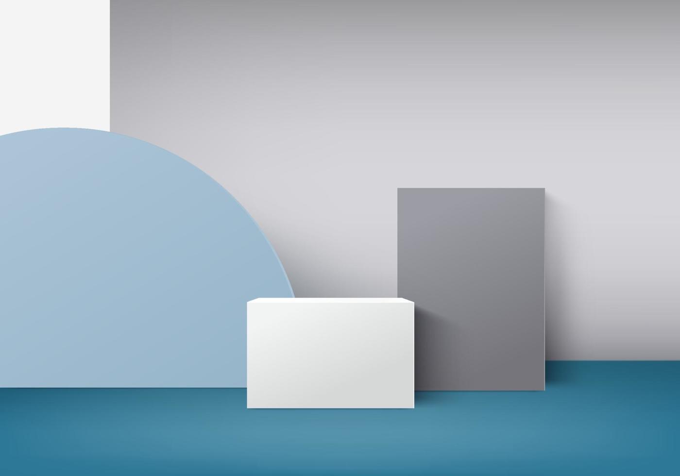 3D-Hintergrundprodukte zeigen Podiumszene mit geometrischem Plattformhintergrundvektor-3D-Rendering mit Podestständer an, um kosmetische Produkte Bühnenschaufenster auf Sockelanzeige blaues Studio zu zeigen vektor
