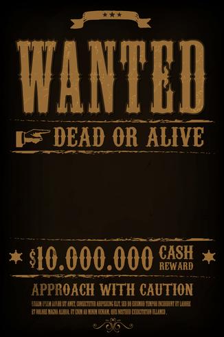 Wanted Western Poster Hintergrund vektor