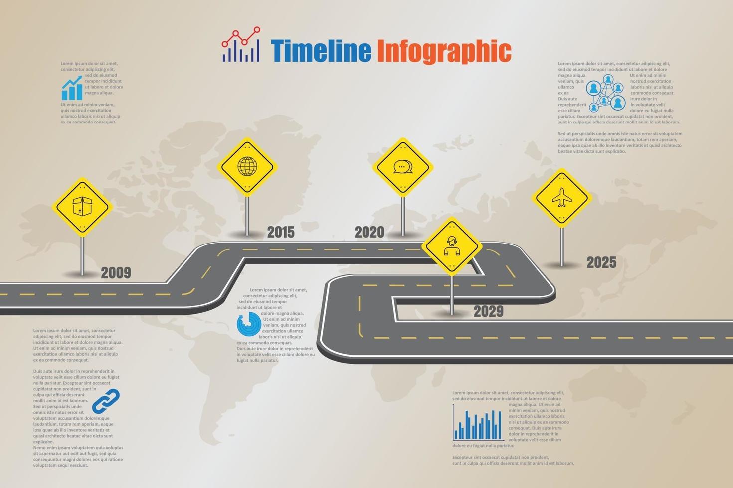 Business Road Map Timeline Infografik Icons für abstrakte Hintergrundvorlage Element moderne Diagramm Prozess Webseiten Technologie digitale Marketingdaten Präsentation Diagramm Vektor-Illustration entworfen vektor