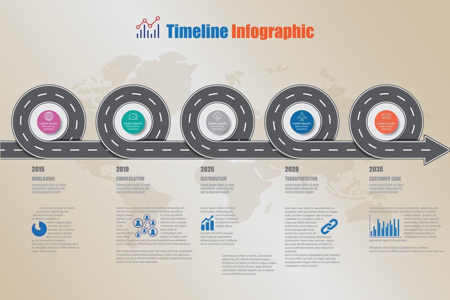 Business Roadmap Timeline Infografik Symbole für abstrakte Hintergrundvorlage Element moderne Diagramm Prozess Webseiten Technologie digitale Marketingdaten Präsentation Diagramm Vektor-Illustration entworfen vektor