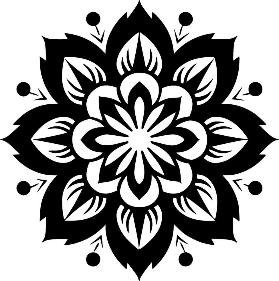 mandala, svart och vit vektor illustration