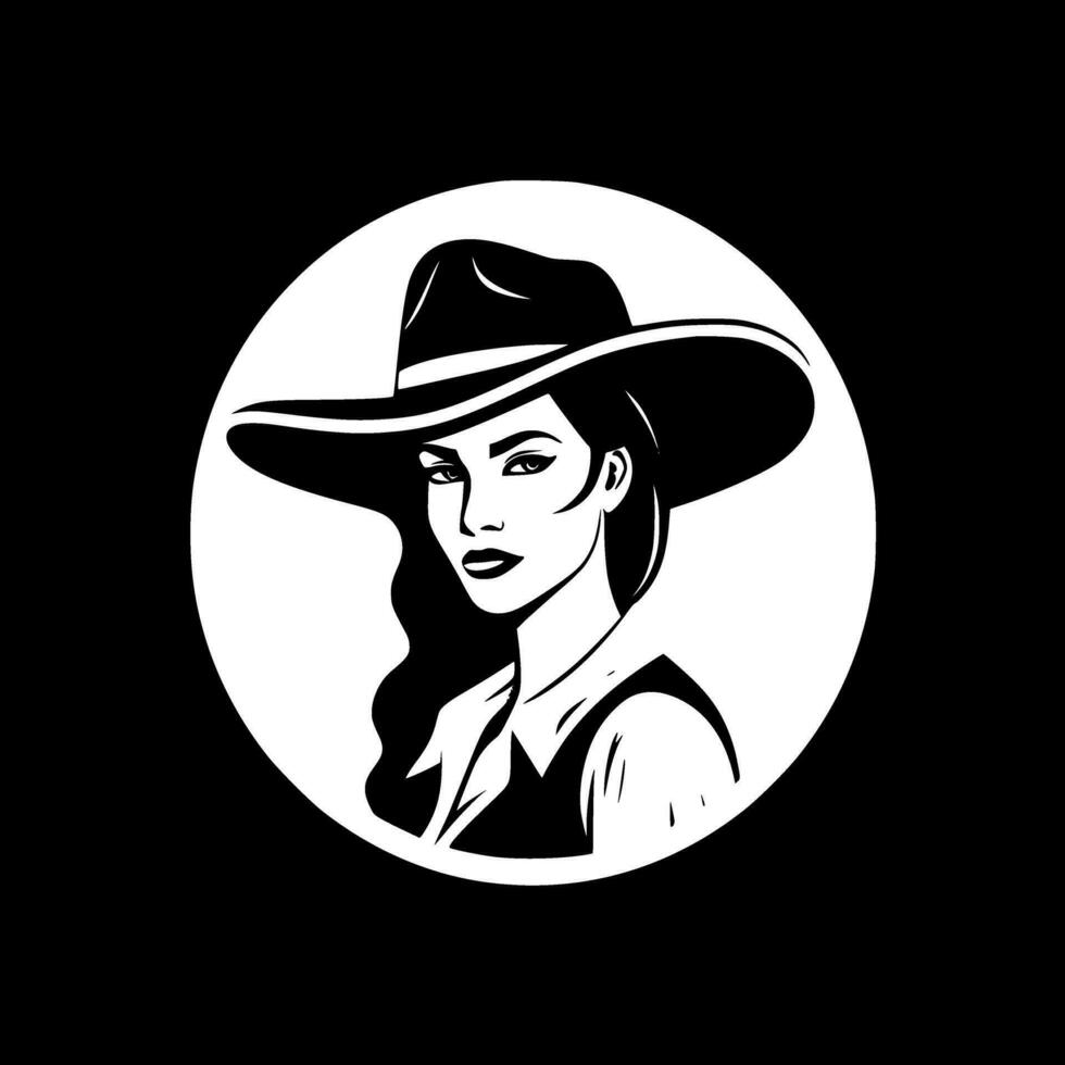 cowgirl - minimalistisk och platt logotyp - vektor illustration