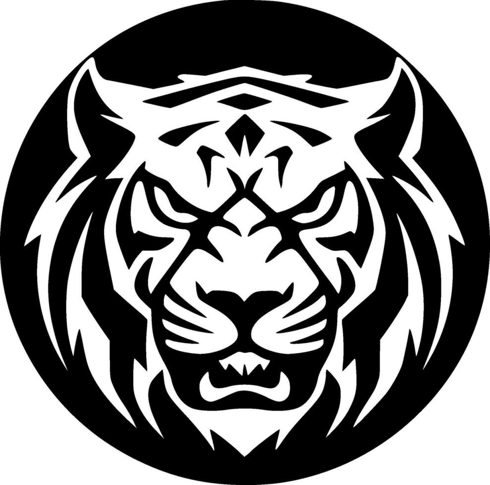 Tiger - - schwarz und Weiß isoliert Symbol - - Vektor Illustration