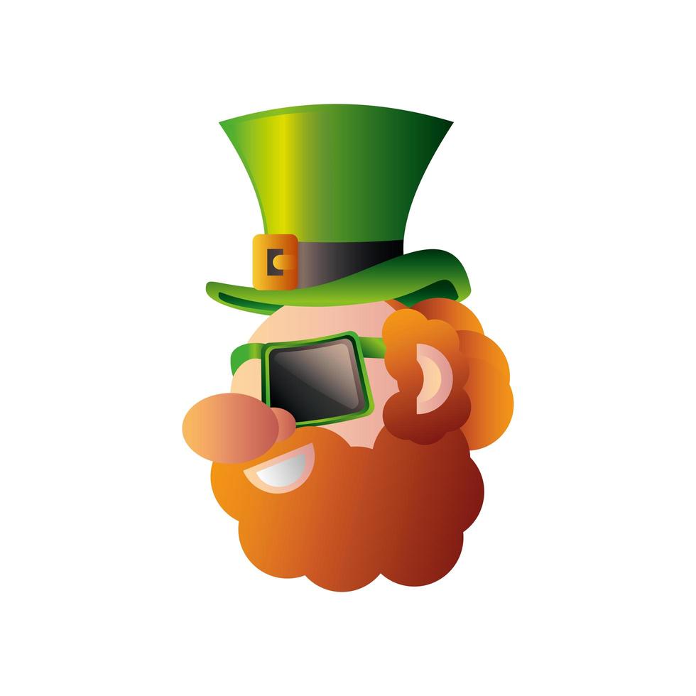 Happy St Patricks Day Cartoon Kobold mit Hut und Sonnenbrille Charakter vektor