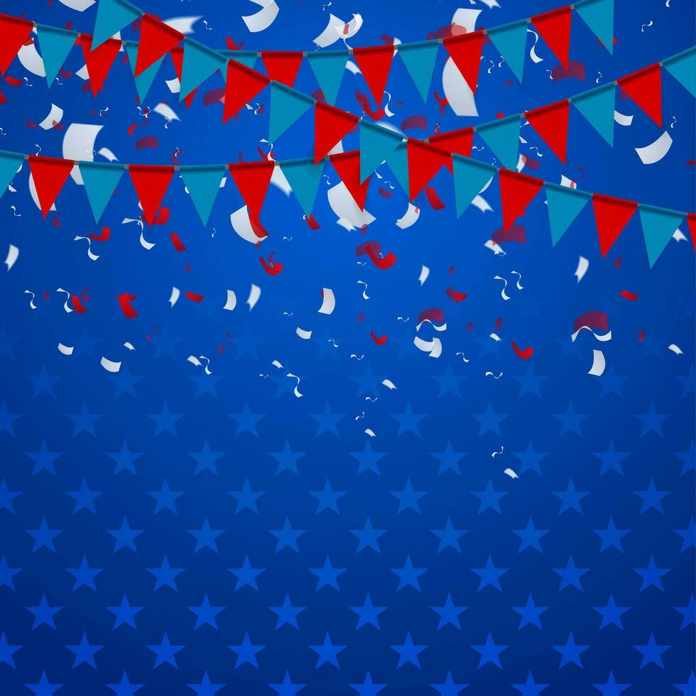Party Flaggen abstrakt USA Hintergrund mit Konfetti vektor