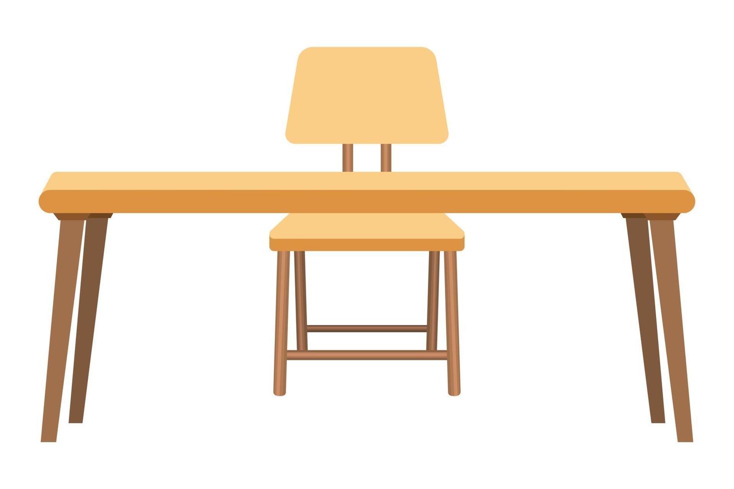söta vackra skrivbord med isolerade bord stol vektor