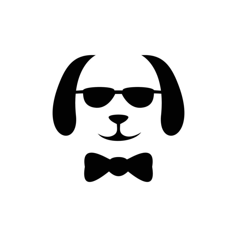 cool Hund Silhouette Design. Hündchen tragen Sonnenbrille Zeichen und Symbol. vektor