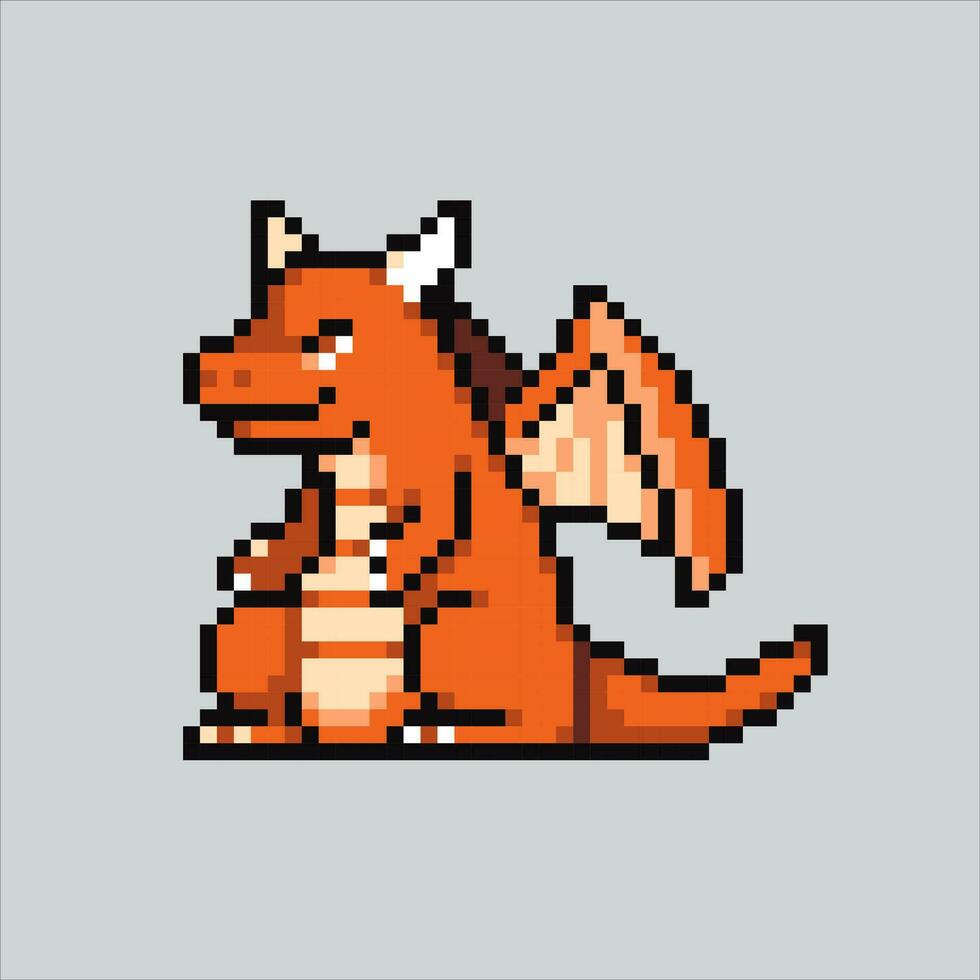 Pixel Kunst Illustration Drachen. pixelig Drachen. Drachen Mythos Reptil Tier Symbol pixelig zum das Pixel Kunst Spiel und Symbol zum Webseite und Video Spiel. alt Schule retro. vektor