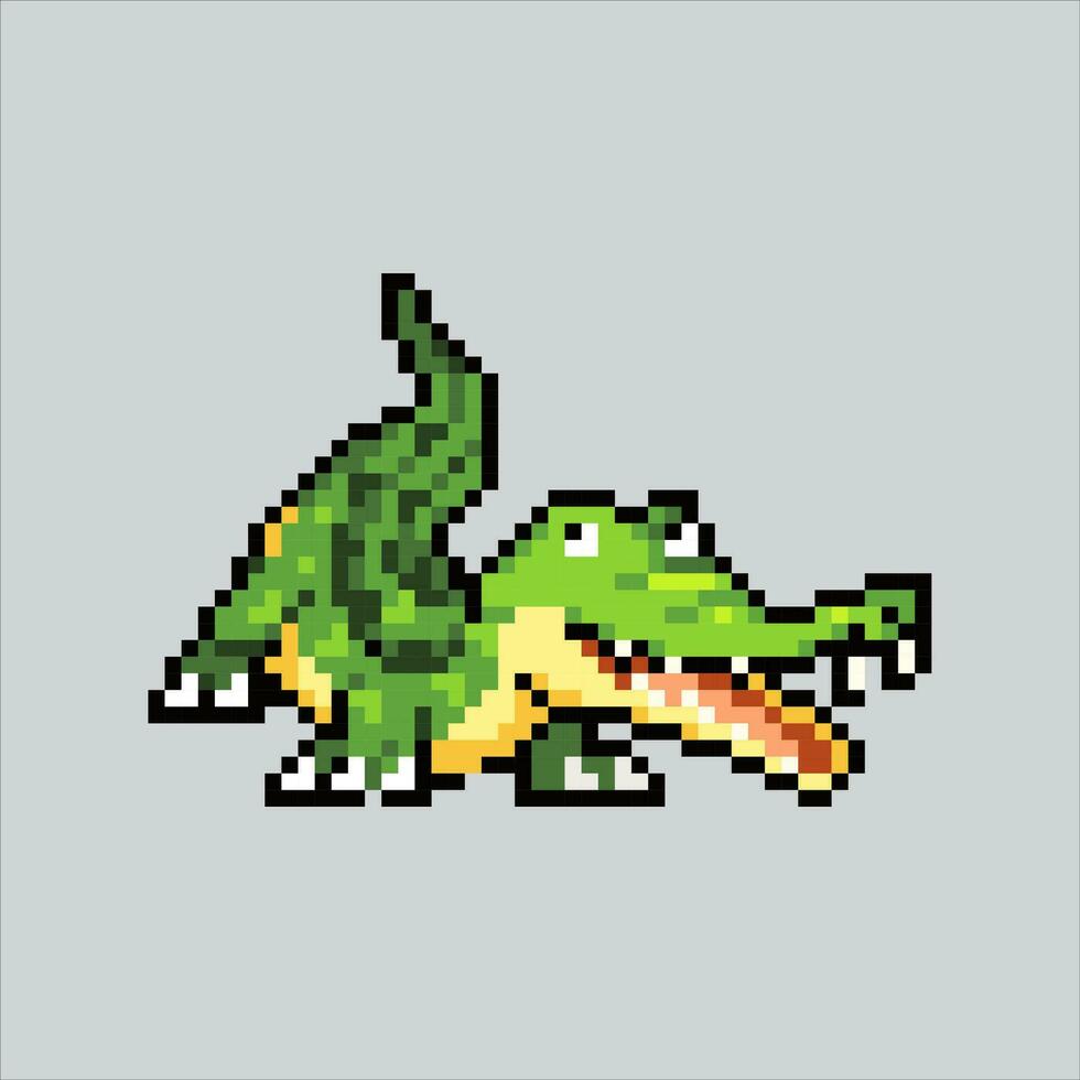 pixel konst illustration krokodil. pixelated krokodil. krokodil reptil ikon pixelated för de pixel konst spel och ikon för hemsida och video spel. gammal skola retro. vektor