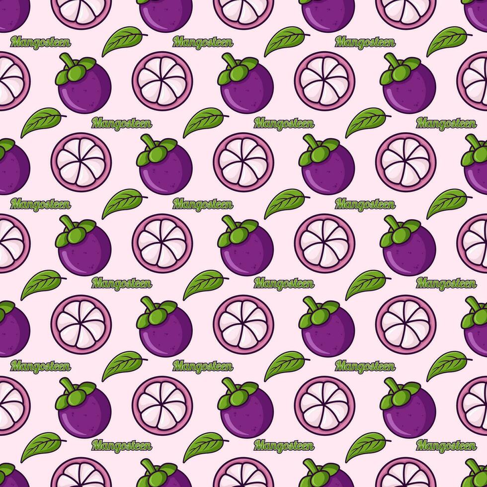 mangostan frukt sömlös mönster bakgrund design vektor