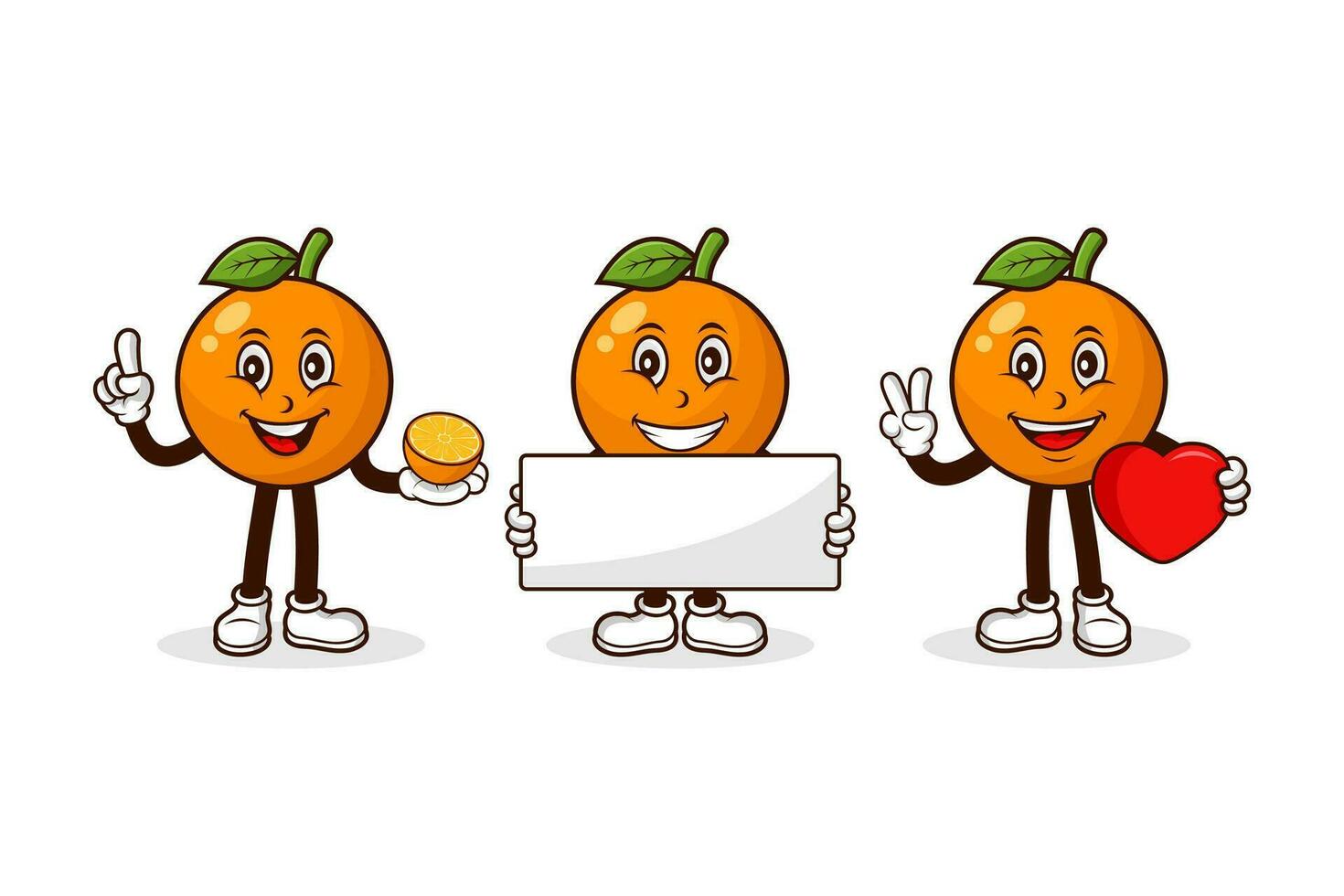 Orange Obst Karikatur Charakter Design Sammlung vektor