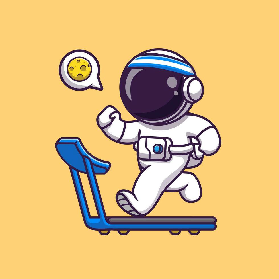 söt astronaut löpning på löpband tecknad serie vektor ikon illustration. vetenskap sport ikon begrepp isolerat premie vektor. platt tecknad serie stil